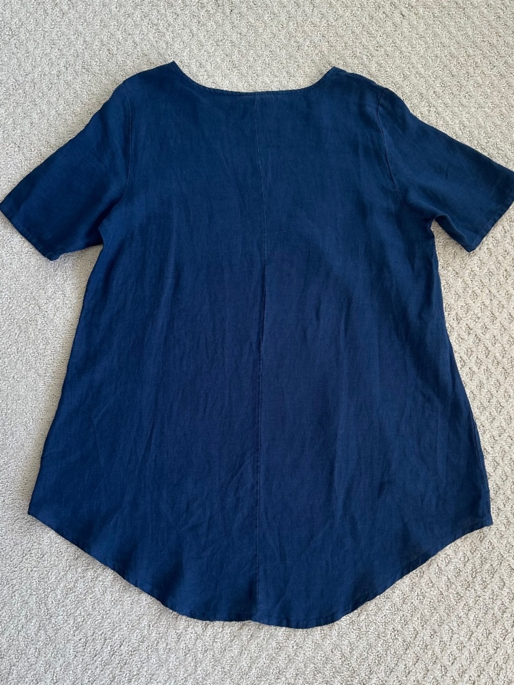 Bryn Walker Linen Hi-Low Tunic Top Navy Small Oversized Lagenlook Relaxed Summer - Picture 6 of 11